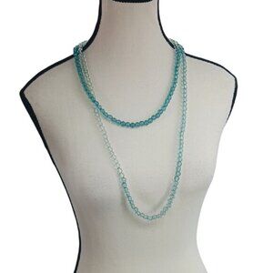 A New Day Necklace Two Piece Womens Blue Beaded Pullover Layered